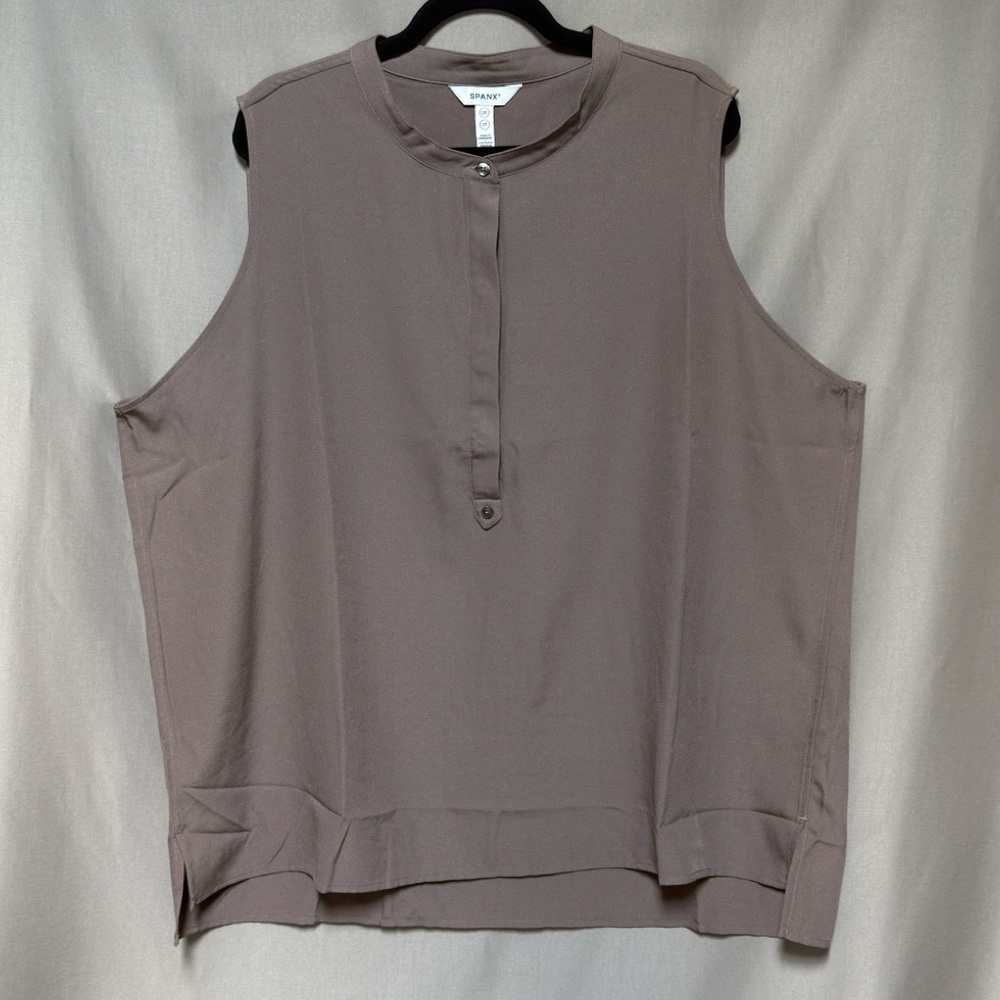 NWOT Spanx Sleeveless Crepe Blouse Plus Size 2X Purple Relaxed Fit Popover Top